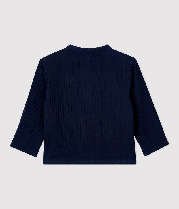 Babyhemd aus Bio-Baumwollgaze. blau