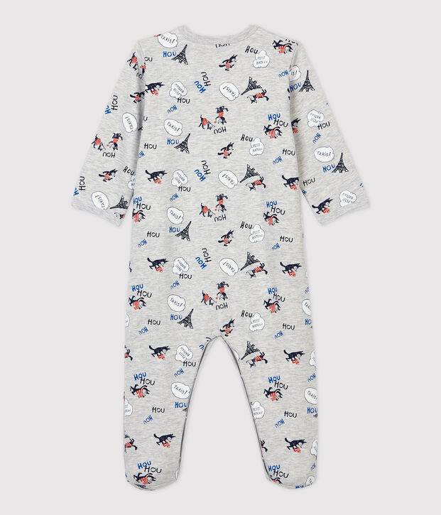 Baby-Strampler aus Molton und Bio-Baumwolle mit Paris-Motiv grau/vielfarbig