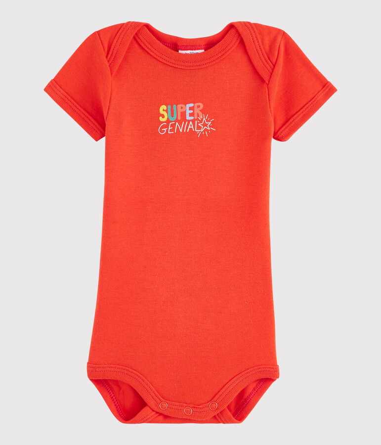 Kurz&auml;rmeliger Baby-Body Jungen rot