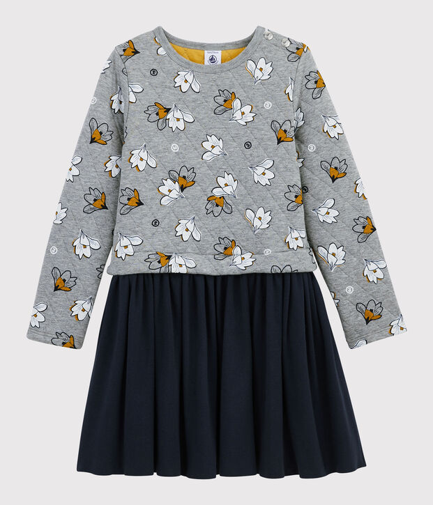 Lang&auml;rmeliges Kinderkleid f&uuml;r M&auml;dchen grau/vielfarbig