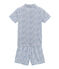 Rippstrick-Kurzpyjama für kleine Jungen weiss MARSHMALLOW/blau MAJOR