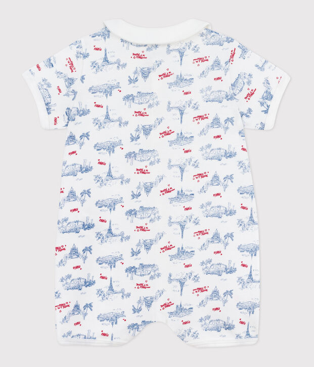 Baby-Kurzoverall mit Paris-Motiv am Kragen weiss/vielfarbig