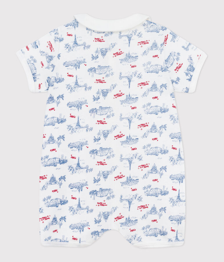 Baby-Kurzoverall mit Paris-Motiv am Kragen weiss/vielfarbig