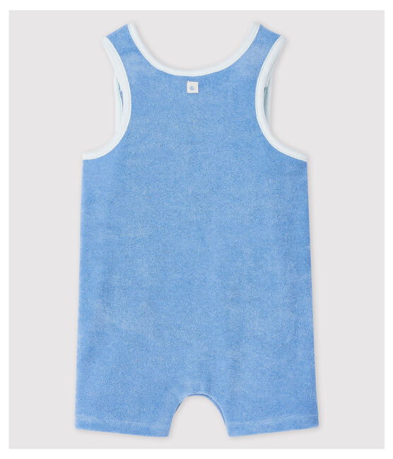 Kurze Baby-Latzhose in Blau aus Bio-Baumwoll-Bouclé-Frottee blau EDNA