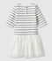 Kurzärmeliges Kinderkleid für Mädchen weiss MARSHMALLOW/grau ARGENT