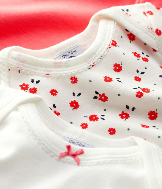 3er-Set langärmelige Baby-Bodys aus Bio-Baumwolle mit Blumenmuster für Mädchen variante 1