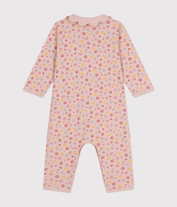 Baby-Pyjama ohne F&uuml;&szlig;e mit Blumen-Printmotiv aus Baumwolle rosa/vielfarbig