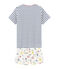 Rippstrick-Kurzpyjama für kleine Jungen weiss MARSHMALLOW/weiss MULTICO