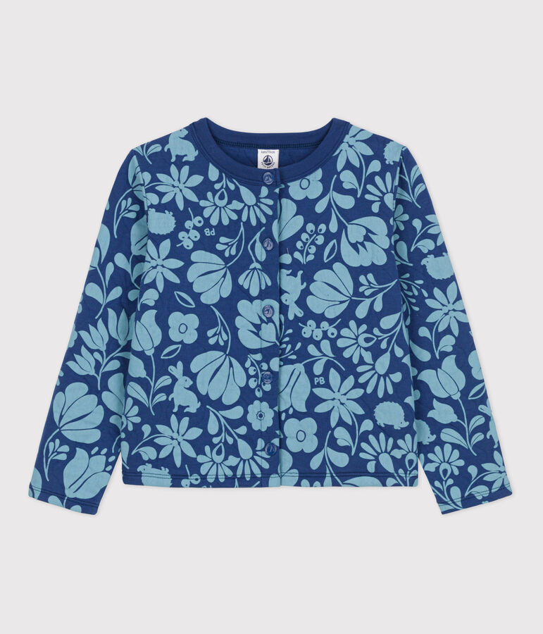 Bedruckter Kinder-Cardigan aus gestepptem Doppeljersey f&uuml;r M&auml;dchen blau/blau