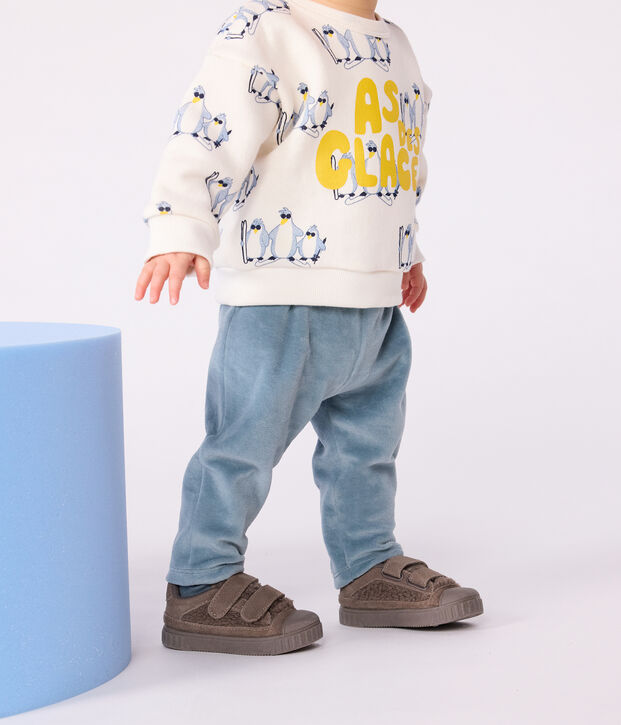 Baby-Sweatshirt aus Baumwolle mit Pinguin-Motiv naturfarben/vielfarbig