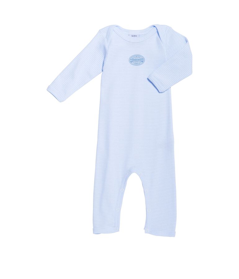 Langer Baby-Body f&uuml;r Jungen, geringelt blau/weiss