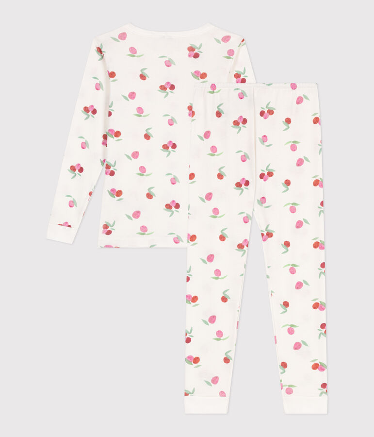 Sehr taillierter Kinderpyjama aus bedruckter Baumwolle MARSHMALLOW/ PEONIA/ MULTICO