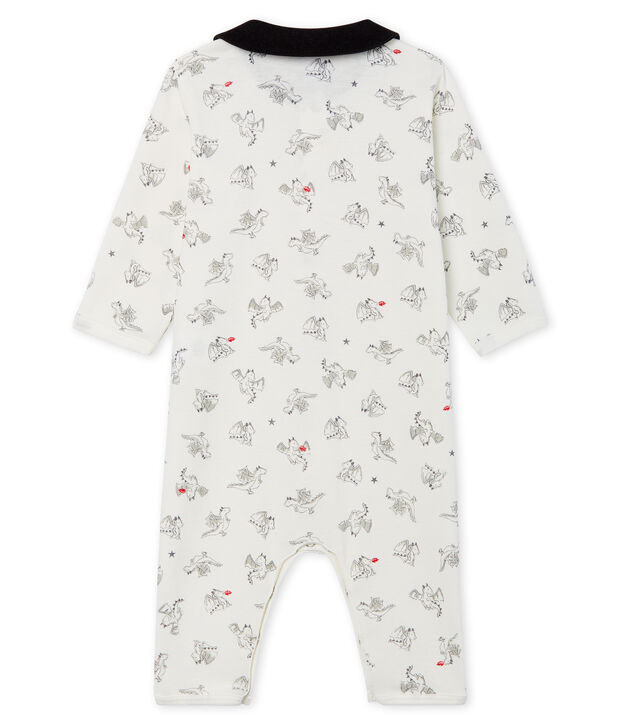 Baby-Strampler ohne F&uuml;&szlig;e aus Rippstrick f&uuml;r Jungen weiss/vielfarbig