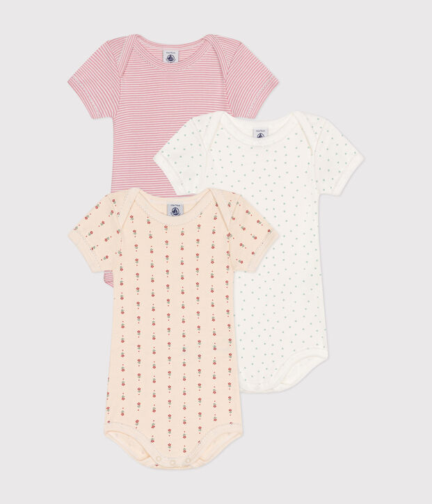 Set aus 3 kurz&auml;rmeligen Baby-Bodys aus Baumwolle vielfarbig
