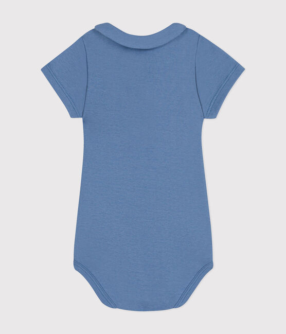 Kurzärmeliger Baby-Body mit Bubikragen aus Baumwolle blau BEACH