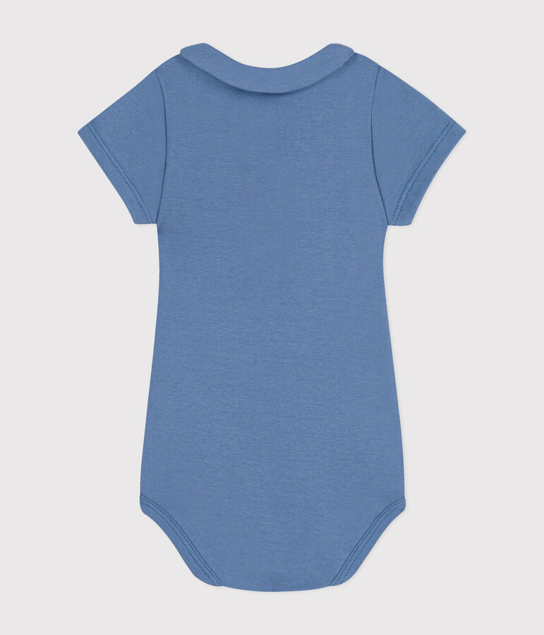 Kurz&auml;rmeliger Baby-Body mit Bubikragen aus Baumwolle blau BEACH