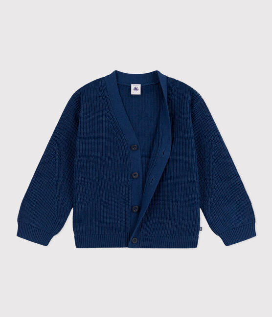 Kinder-Cardigan mit Patentmuster aus Baumwolle für Mädchen blau INCOGNITO