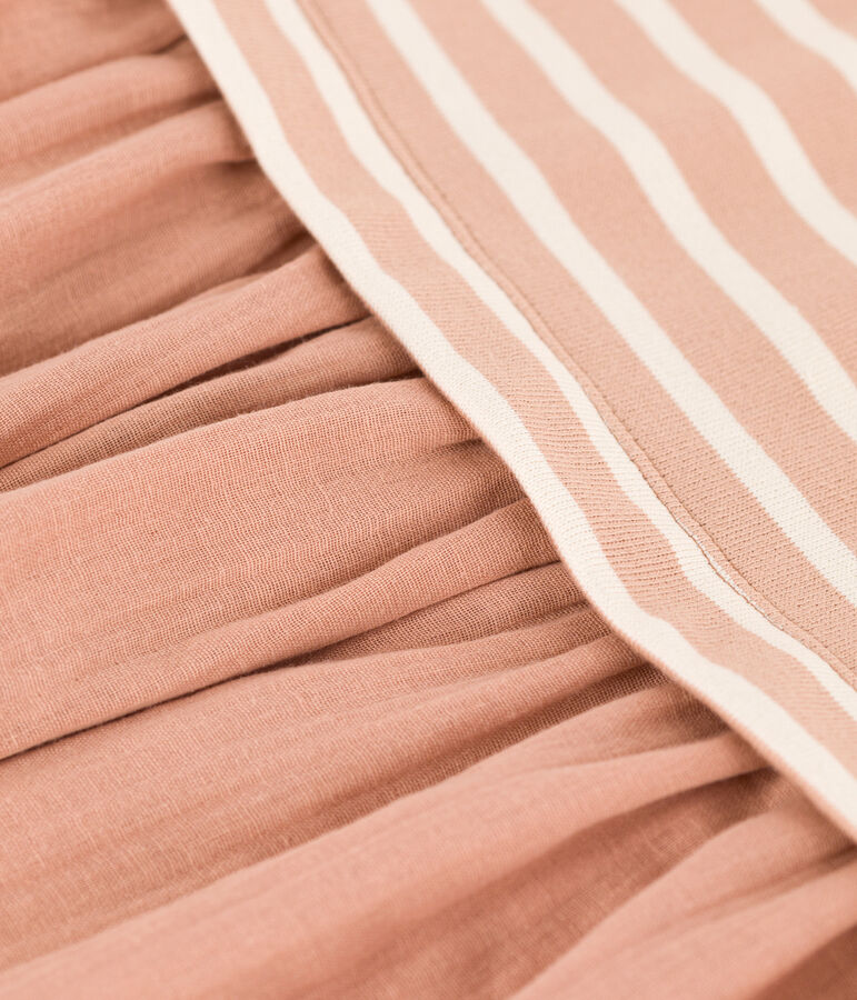 Kleid aus Bio-Baumwolljersey und -Musselinstoff f&uuml;r M&auml;dchen beige/naturfarben