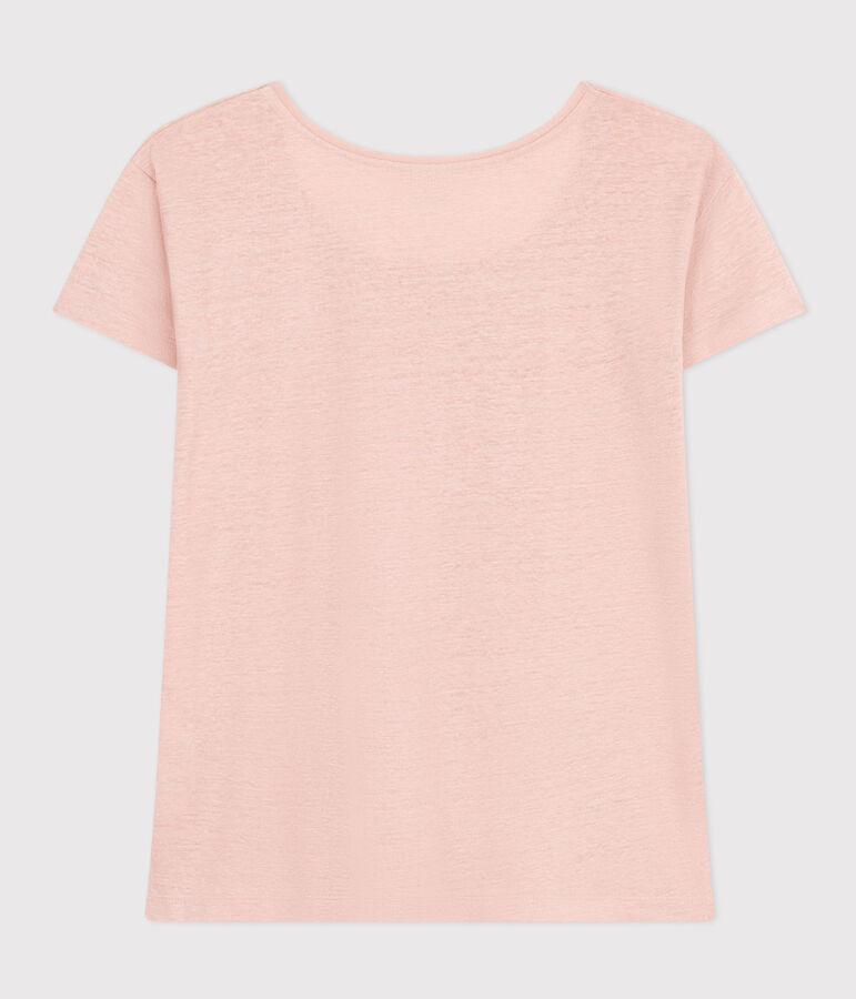 T-Shirt Le Droit aus Leinen mit Rundhalsausschnitt, Damen rosa