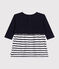 Langärmeliges Baby-Kleid aus Doppeljersey blau SMOKING/weiss MARSHMALLOW