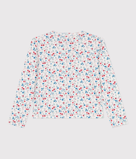 Kinder-Cardigan aus Baumwolle mit Blumenmuster weiss MARSHMALLOW/weiss MULTICO