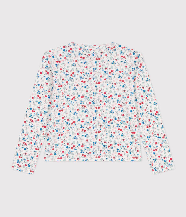 Kinder-Cardigan aus Baumwolle mit Blumenmuster weiss/vielfarbig