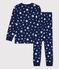 Kinderpyjama aus Baumwolle mit Sternenmuster blau MEDIEVAL/weiss MARSHMALLOW