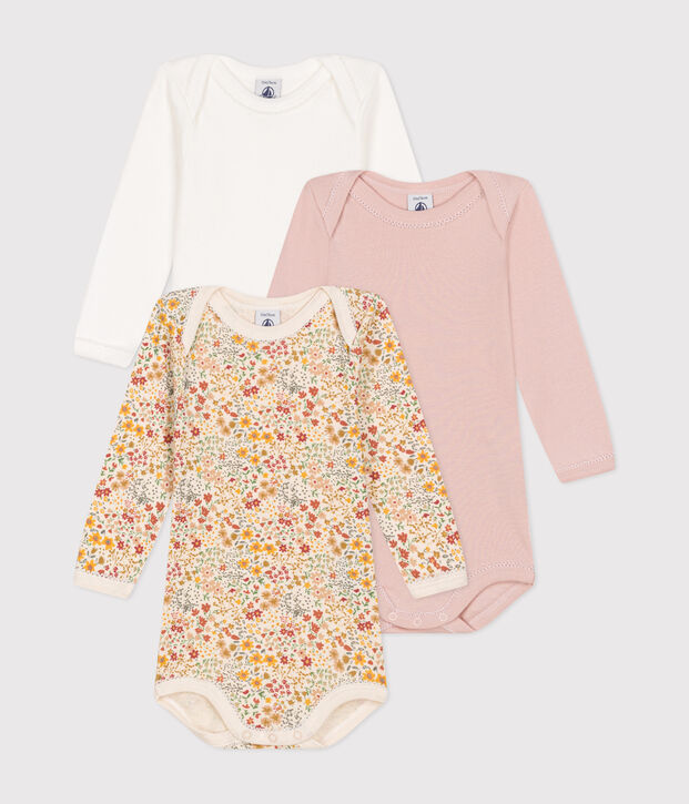 5er-Set lang&auml;rmelige Bodys aus Baumwolle mit Blumenmotiv f&uuml;r Babys vielfarbig