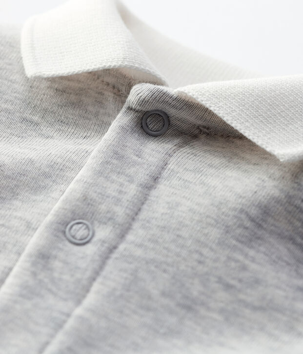 Kurz&auml;rmeliger Baby-Body aus Bio-Baumwolle mit Polokragen BELUGA CHINE