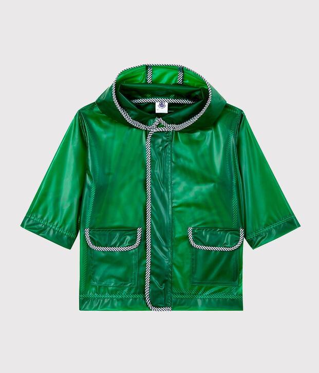 Transparente Unisex-Baby-Regenjacke gr&uuml;n