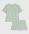 Damen-Kurzpyjama aus Baumwolle mit Streifen SAULE/ MARSHMALLOW