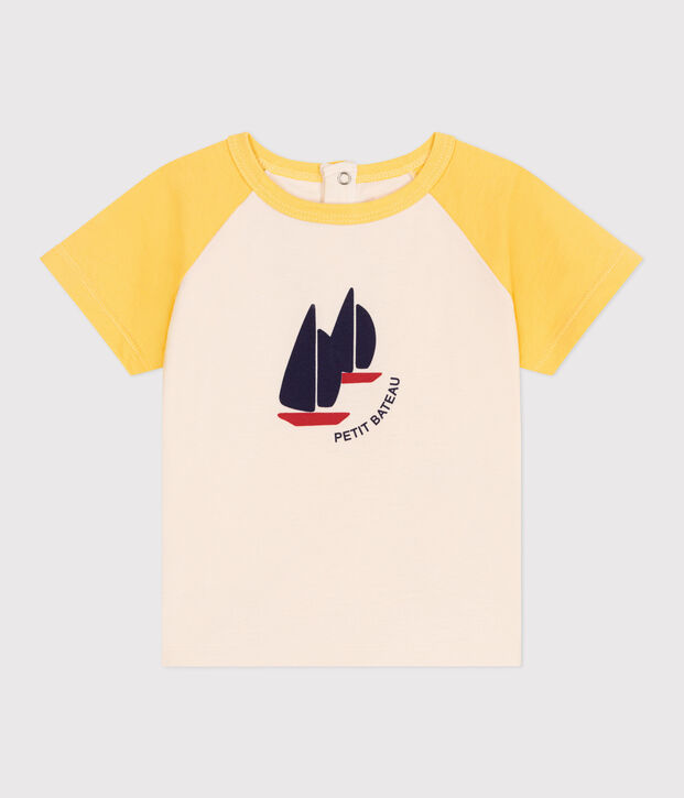 Kurz&auml;rmeliges Baby-T-Shirt aus Baumwolle im Colorblock gelb/gelb