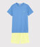 Kinderkurzpyjama aus Rippstrick in Blau und Gelb blau EDNA/naturfarben MULTICO