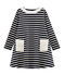 Langärmeliges Kinderkleid für Mädchen blau SMOKING/beige COQUILLE
