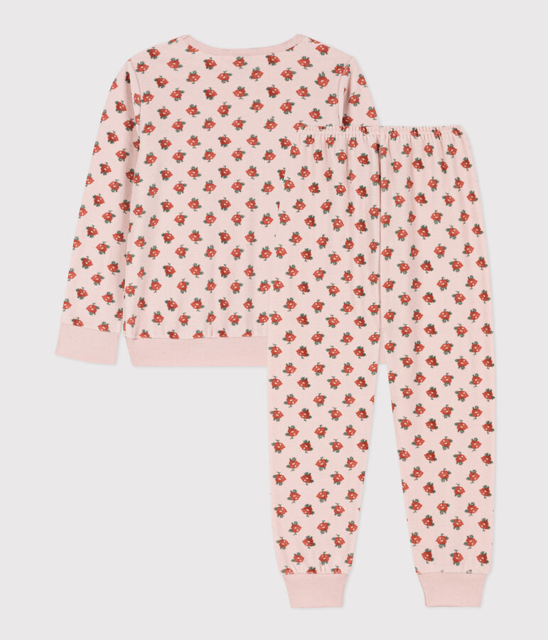 Kinderpyjama aus Nicki mit Blumenmotiv f&uuml;r M&auml;dchen rosa/vielfarbig
