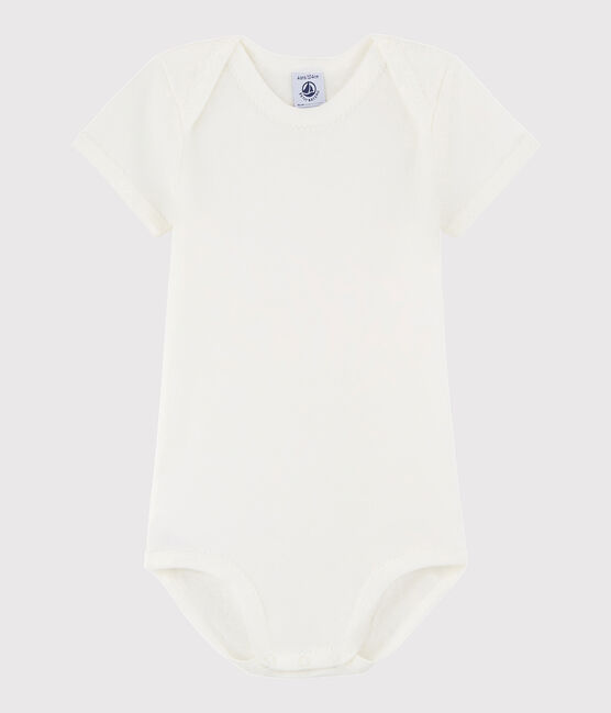 Kurzärmeliger Baby-Body Mädchen weiss Lait