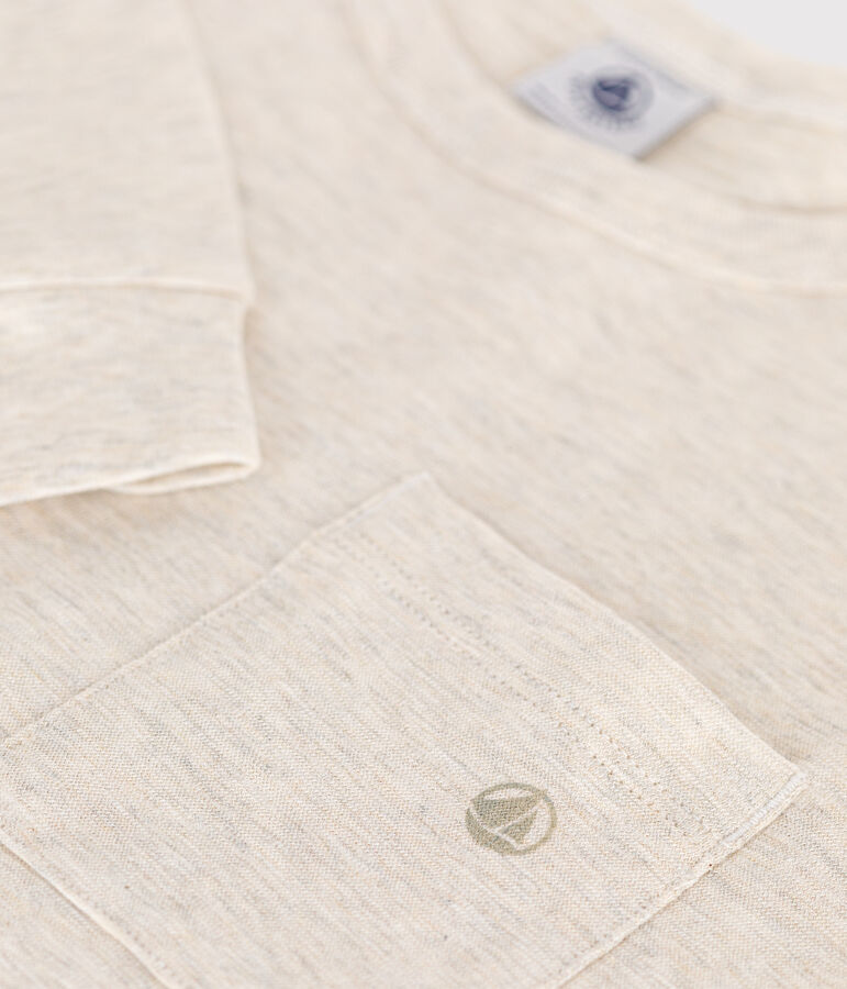 Lang&auml;rmeliges Kinder-T-Shirt aus geflammten Jersey f&uuml;r Jungen beige