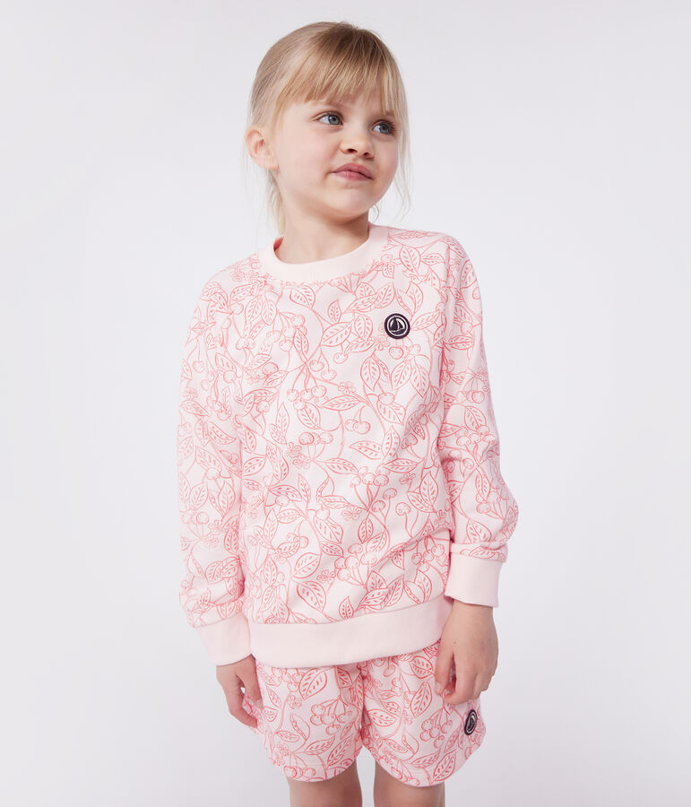 Kinder-Sweatshirt aus bedruckter Baumwolle rosa/rot