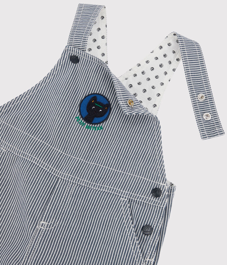 Baby-Latzhose aus Leinen. blau SMOKING/weiss MARSHMALLOW