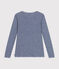 Langärmeliges gestreiftes Damen-T-Shirt aus Wolle und Baumwolle blau MEDIEVAL/weiss MARSHMALLOW