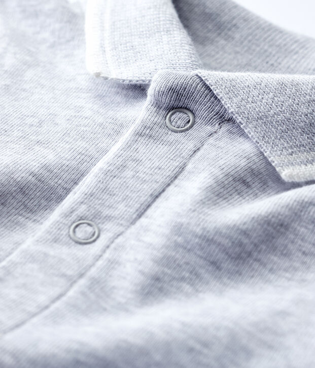 Kurz&auml;rmeliger Baby-Body aus Baumwolle mit Polokragen f&uuml;r Jungen grau