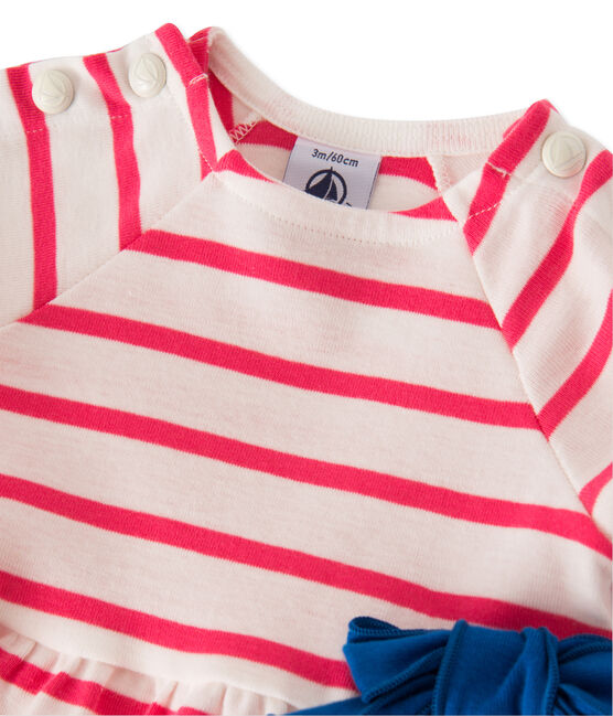 Robe bébé fille rayée weiss LAIT/rosa PEONY