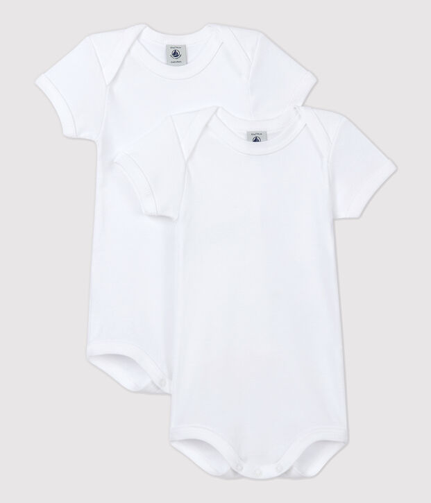 2er-Set kurz&auml;rmelige wei&szlig;e Baby-Bodys vielfarbig