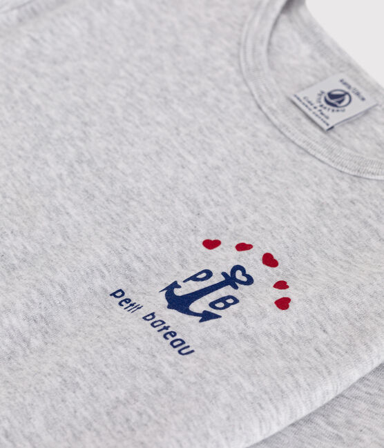 Langärmeliges T-Shirt für Mädchen aus Baumwolle grau POUSSIERE CHINE