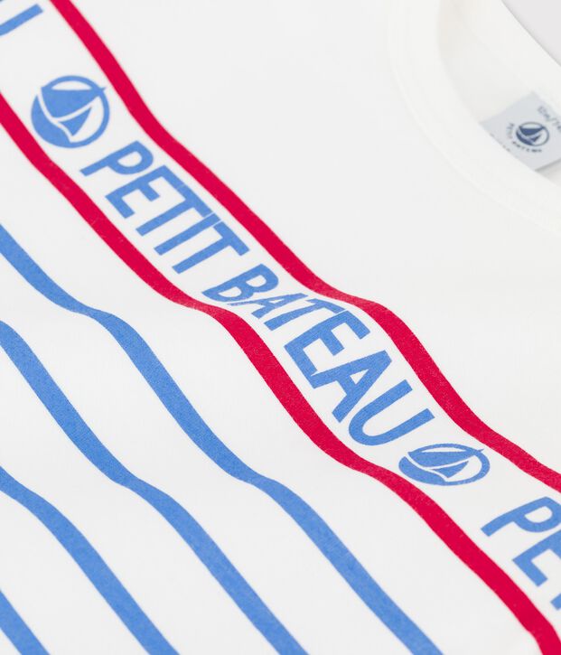 Lang&auml;rmeliges Baby-T-Shirt aus Jersey weiss/blau