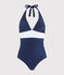 Damen-Badeanzug aus recyceltem Material blau SMOKING