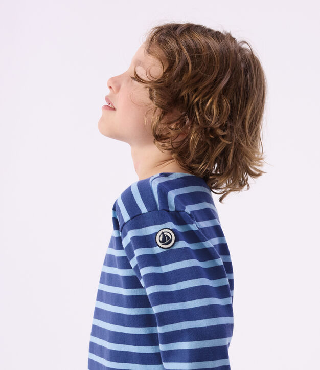 Kinder-Shirt Marini&egrave;re aus Baumwolle mit Streifen blau/blau