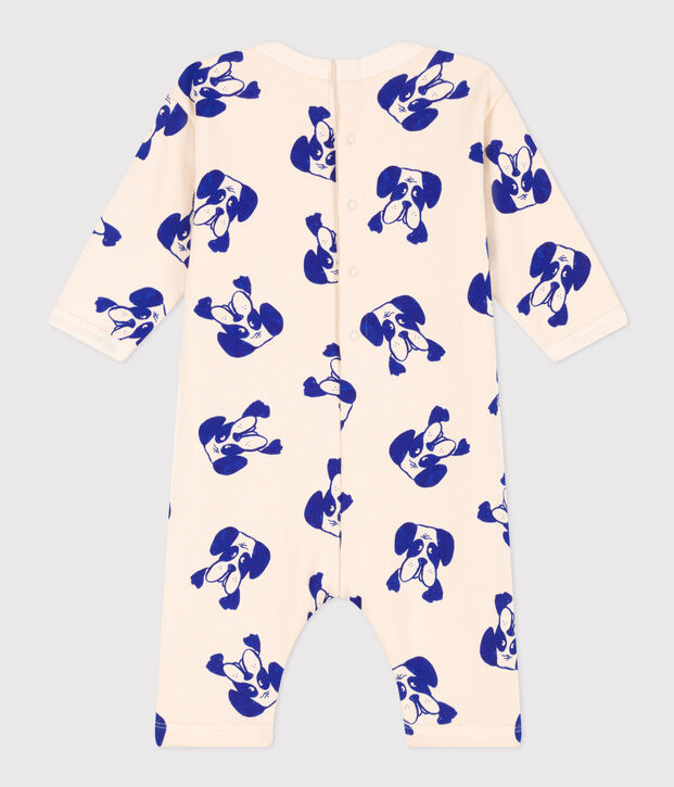 Langer Baby-Overall aus bedrucktem Molton naturfarben/vielfarbig