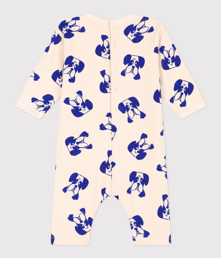 Langer Baby-Overall aus bedrucktem Molton naturfarben/vielfarbig