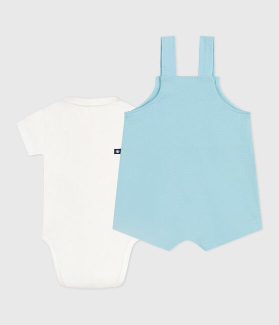 Newborn-Set Latzhose und Strampler aus Baumwolle blau AQUATIC
